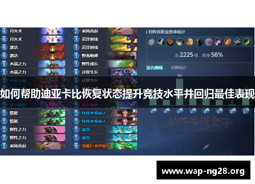 如何帮助迪亚卡比恢复状态提升竞技水平并回归最佳表现